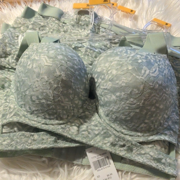 Green lace bra boy shorts bundle 6pc lot - Picture 2 of 6